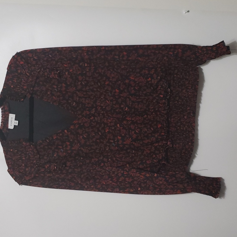 Evereve Koda Floral Smocked Collar V-Neck Blouse Size M